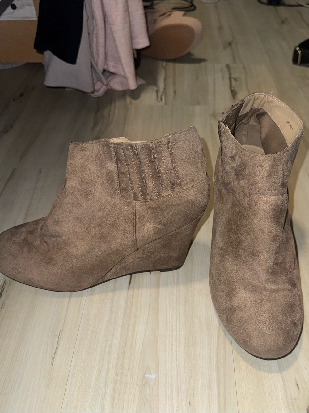 Charlotte Russe Taupe Wedge Ankle Booties